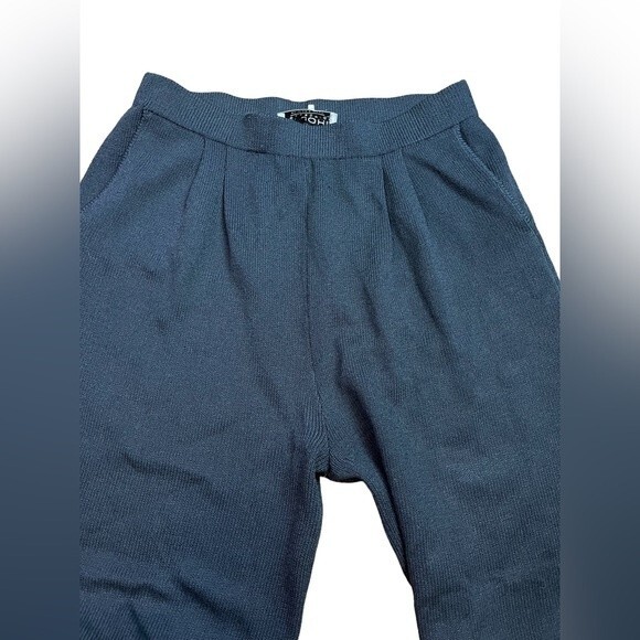 St. John By Marie Gray Black Elastic Band Straight Leg Trousers Size 14 Women - Picture 2 of 9